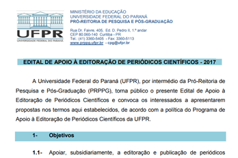 Edital de Apoio à Editoração de Periódicos Científicos 2017